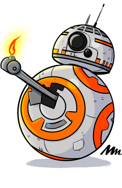 Digital art of Star Wars BB-8 drawn by Mike Mincey for a T-shirt design