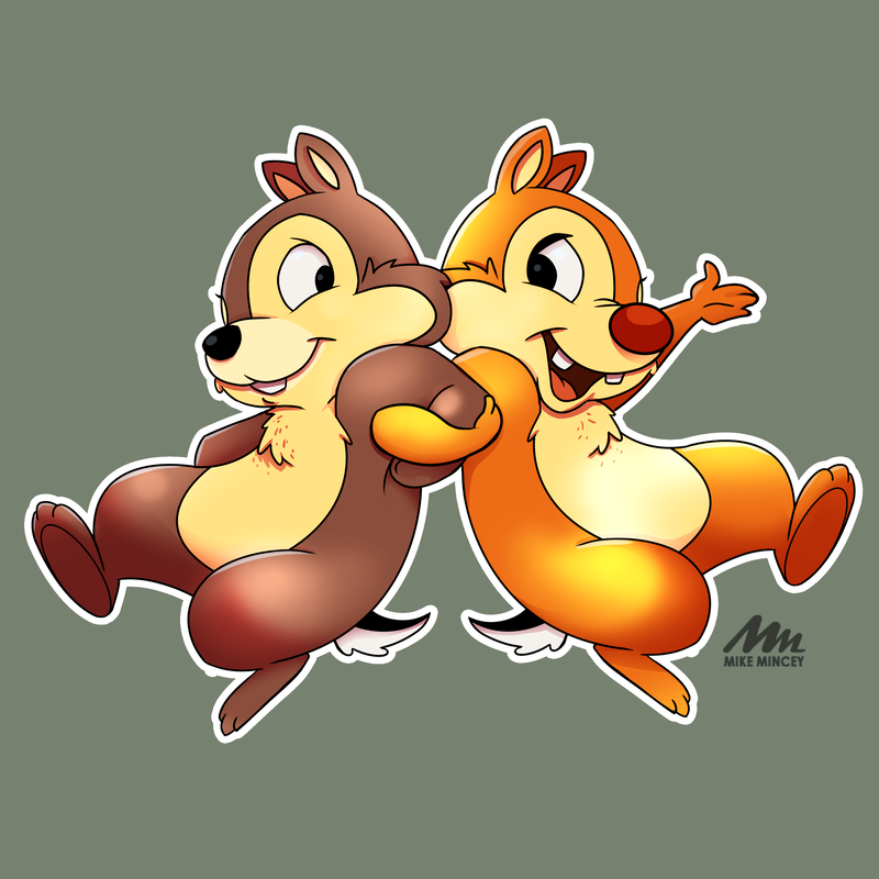 Junetoon 2019, twice, Chip and Dale, Disney characters digital art drawing by Mike Mincey, Instagram Mike Mincey Art, DMV black artist,