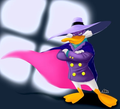 digital art painting of Darkwing Duck by Mike Mincey, done in photoshop with a wacom tablet. 