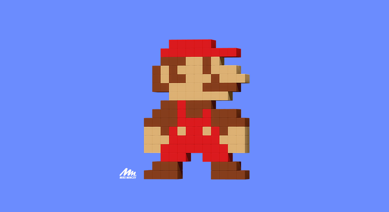 Mario, 3d, model, pixel, zbrush, mike mincey