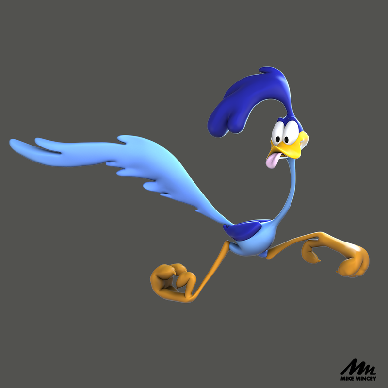 Roadrunner 3d model done in zbrush and rendered in keyshot. Artwork created by Mike Mincey Art